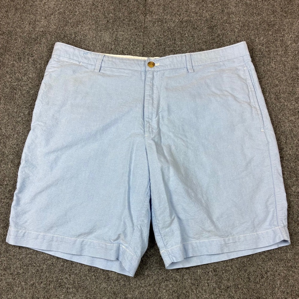 Chaps Mens Light Blue Oxford Cotton Flat Front Shorts Size 40